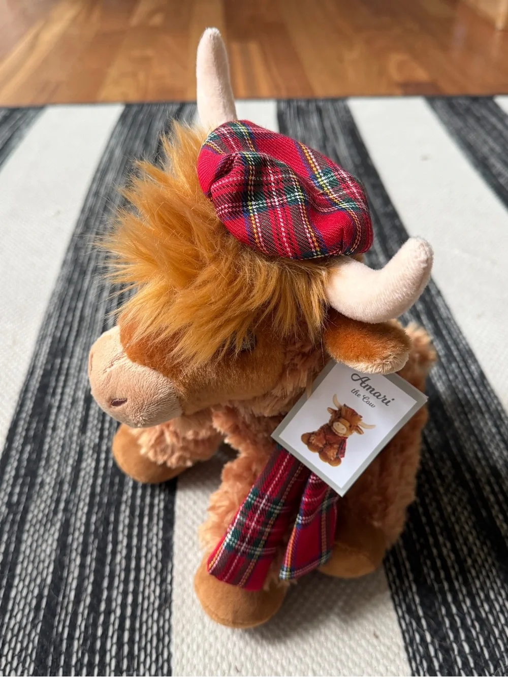 Amari The Cow Scottish Highland Cow Plush in Brown with Red Tartan Hat New! - Picture 4 of 10